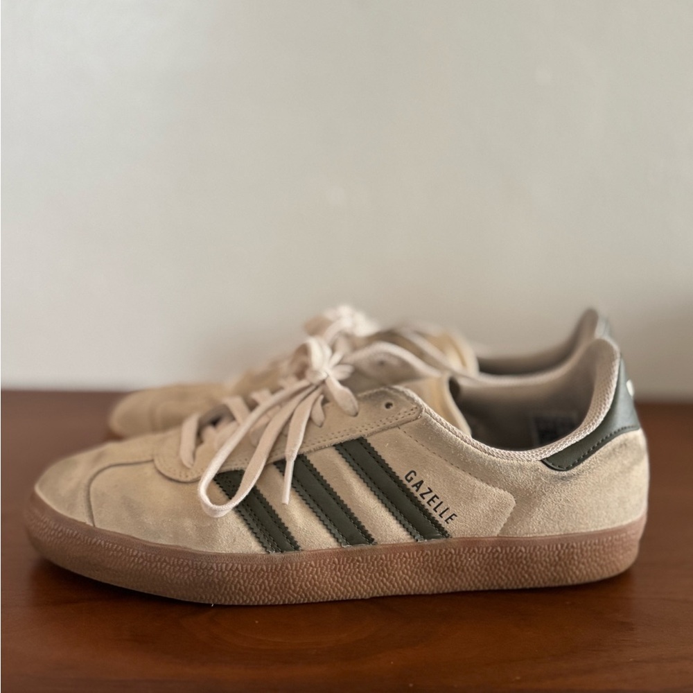Adidas Gazelle Beige and Green Sneakers